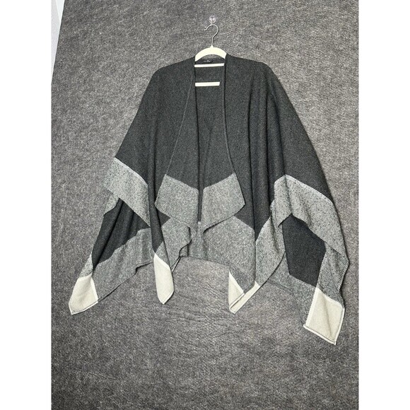 Women's V. Fraas Color Block Open Front Ruana Cape One Size - Picture 1 of 5